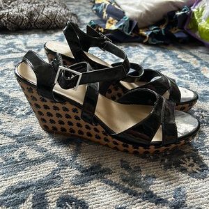 Kelly & Katie Black and Beige Wedges